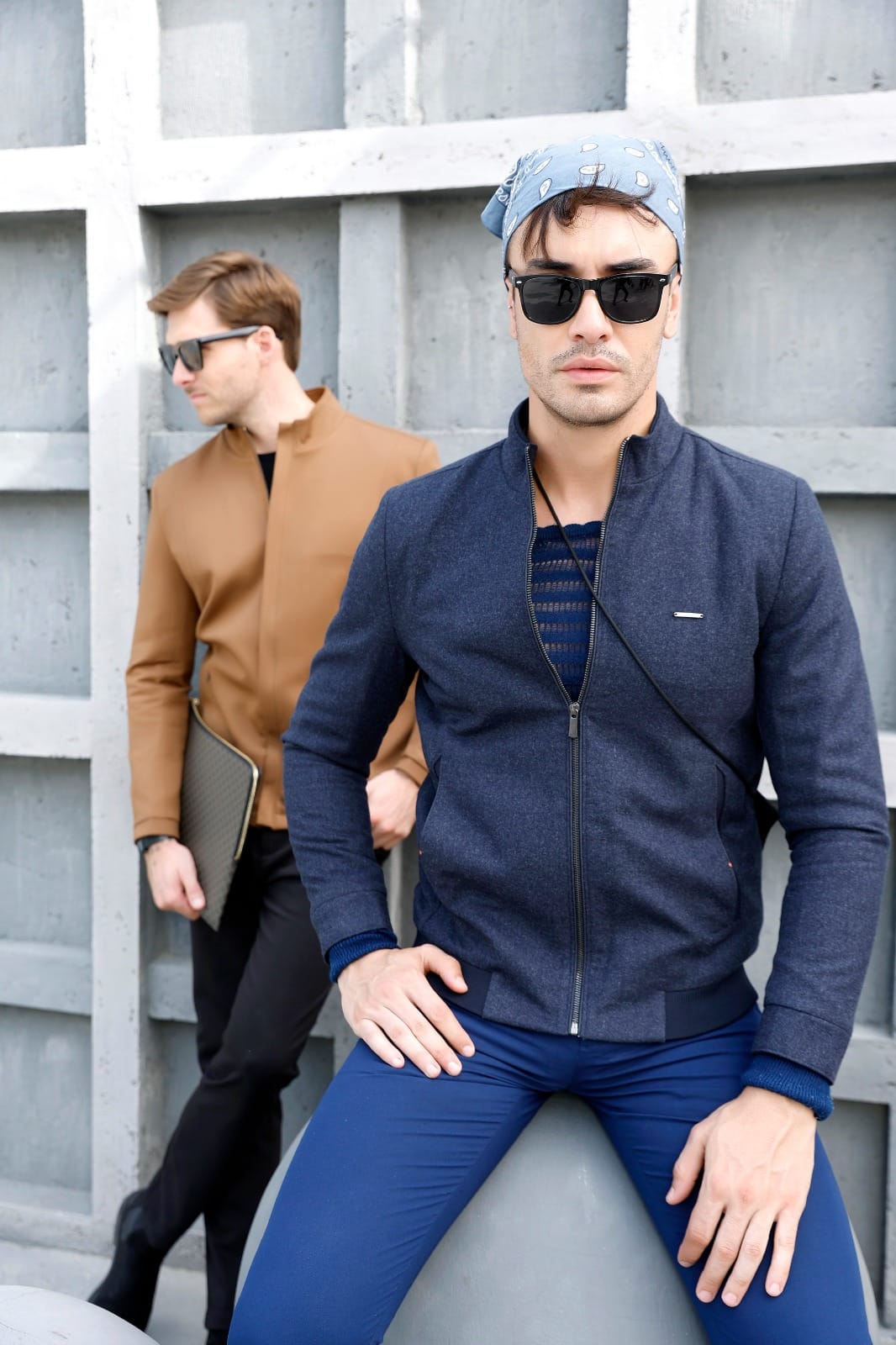 Men Khaki Solid Bomber Jacket - Image 2